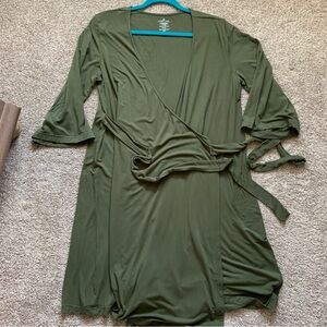Caden Lane Robe Women Wrap Bamboo 3/4 Sleeve Maternity Nursing Soft Loungewear